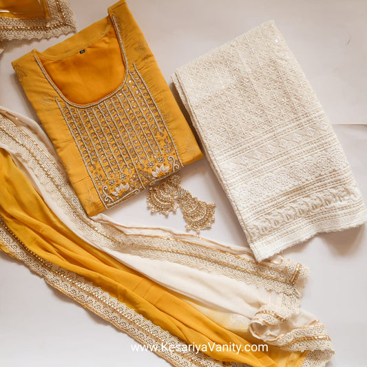 Kesariyavanity Haldi Ready Suit Set (3 Piece)