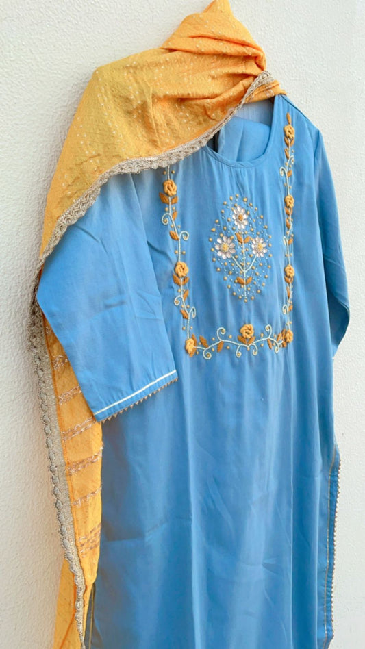 SALE: Airforce Blue & Yellow Romance Suit (3 piece)