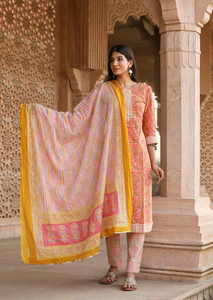 SALE: Carrot Mustard Cotton Suit (3 piece)