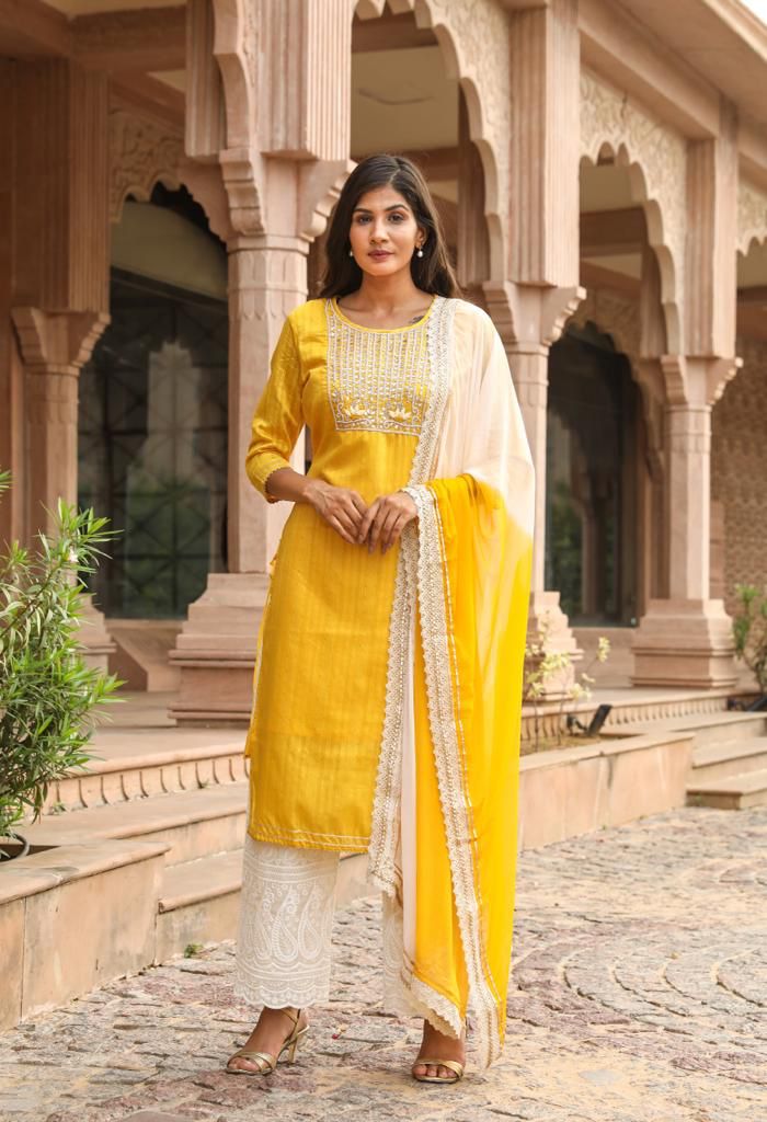 Kesariyavanity Haldi Ready Suit Set (3 Piece)