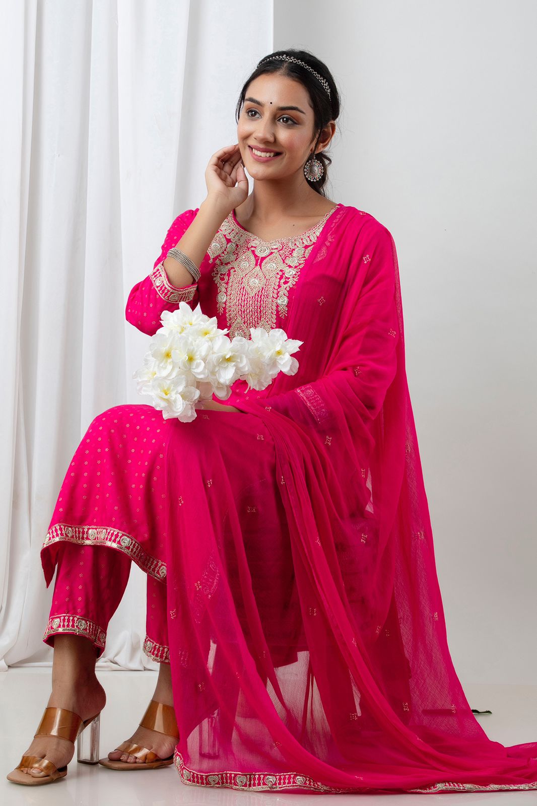 SALE: Pink Pataka Diwali Ready Suit Set