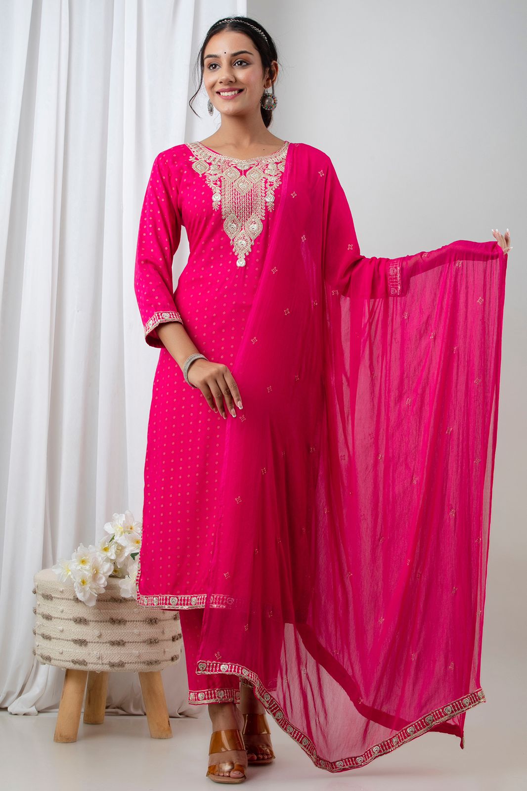 SALE: Pink Pataka Diwali Ready Suit Set