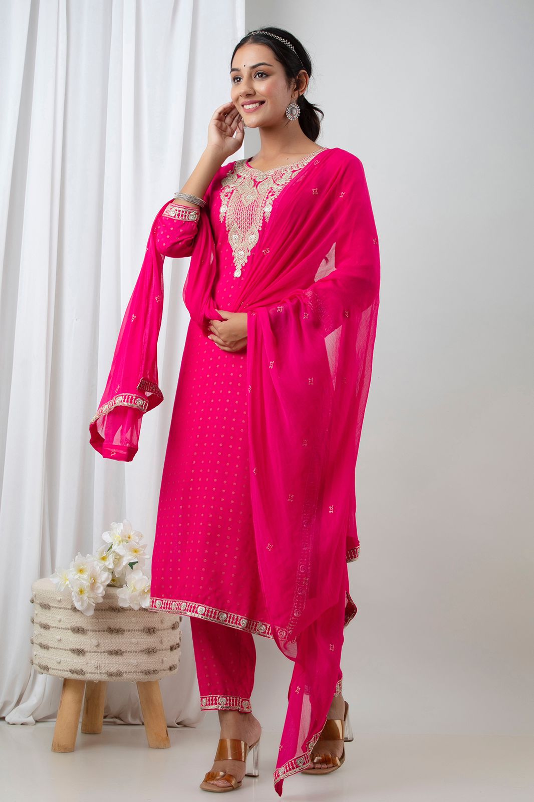 SALE: Pink Pataka Diwali Ready Suit Set