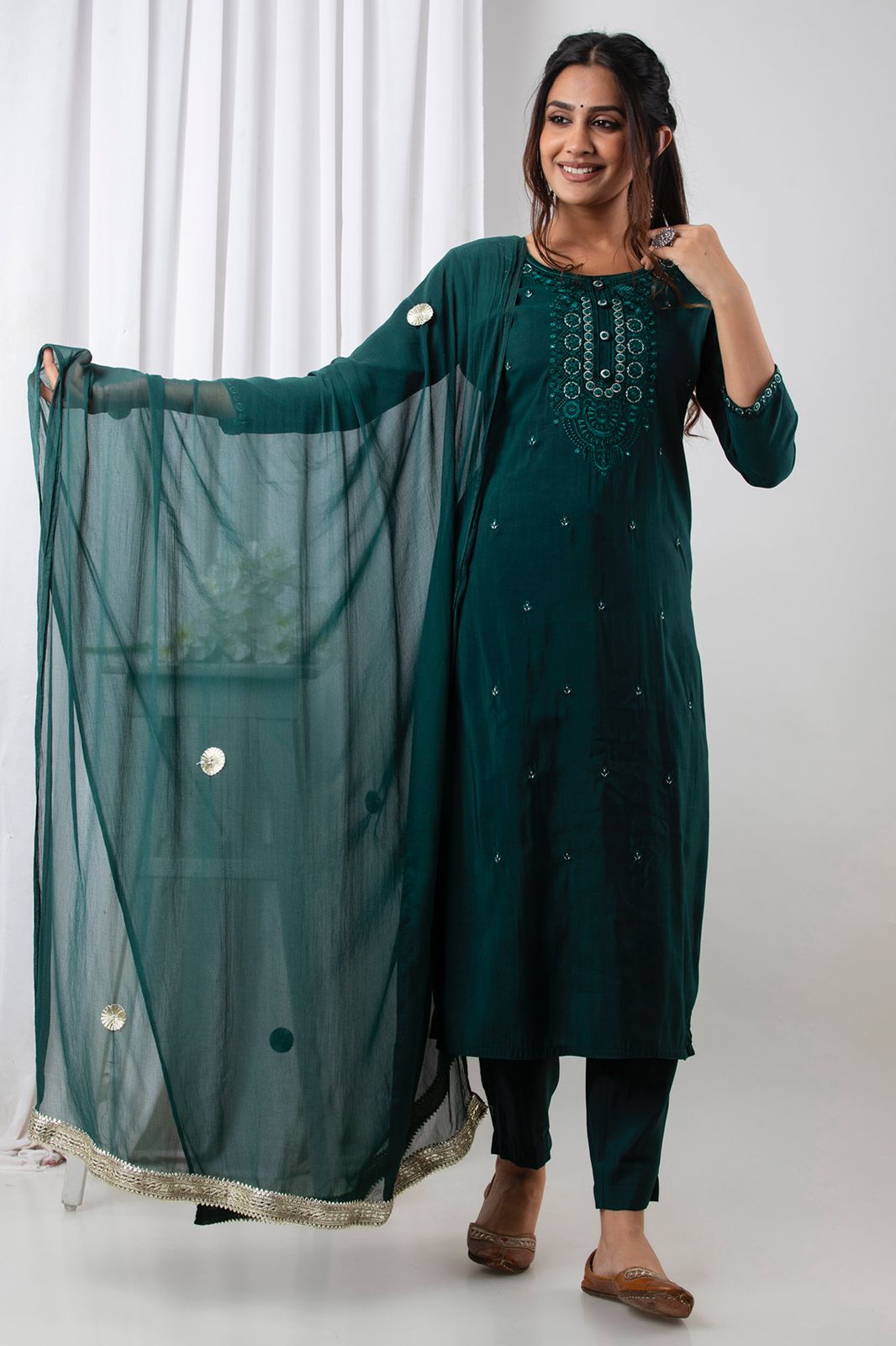 SALE: Green Muslin Suit Set