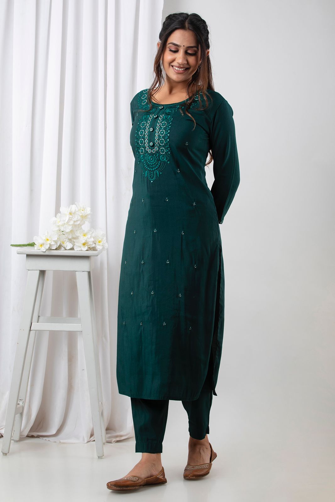 SALE: Green Muslin Suit Set