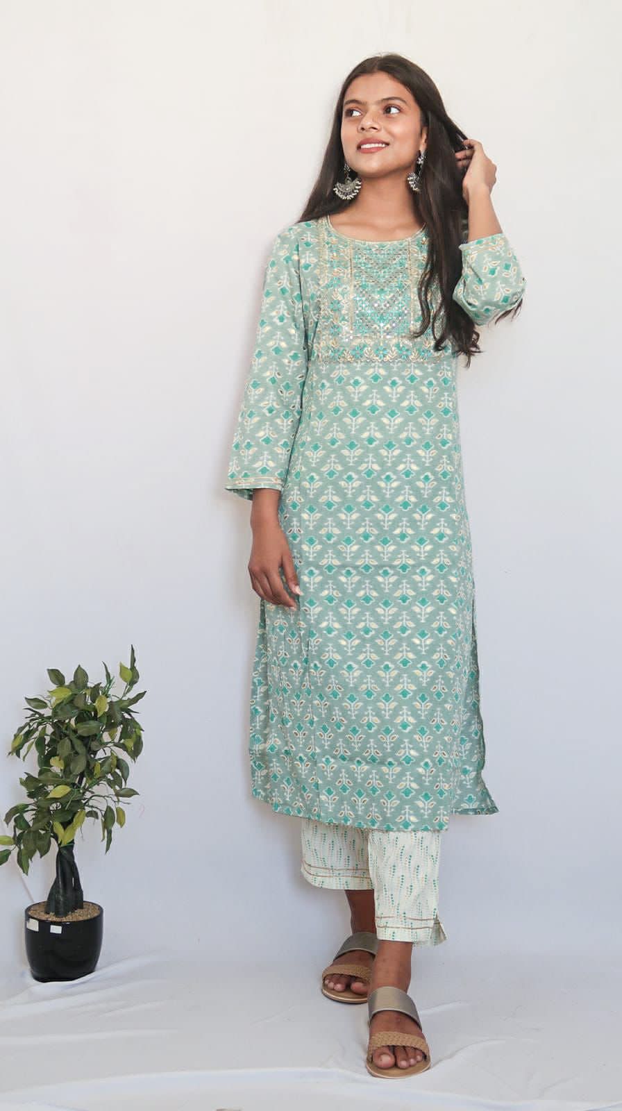 SALE: Turquoise Sequin Suit Set