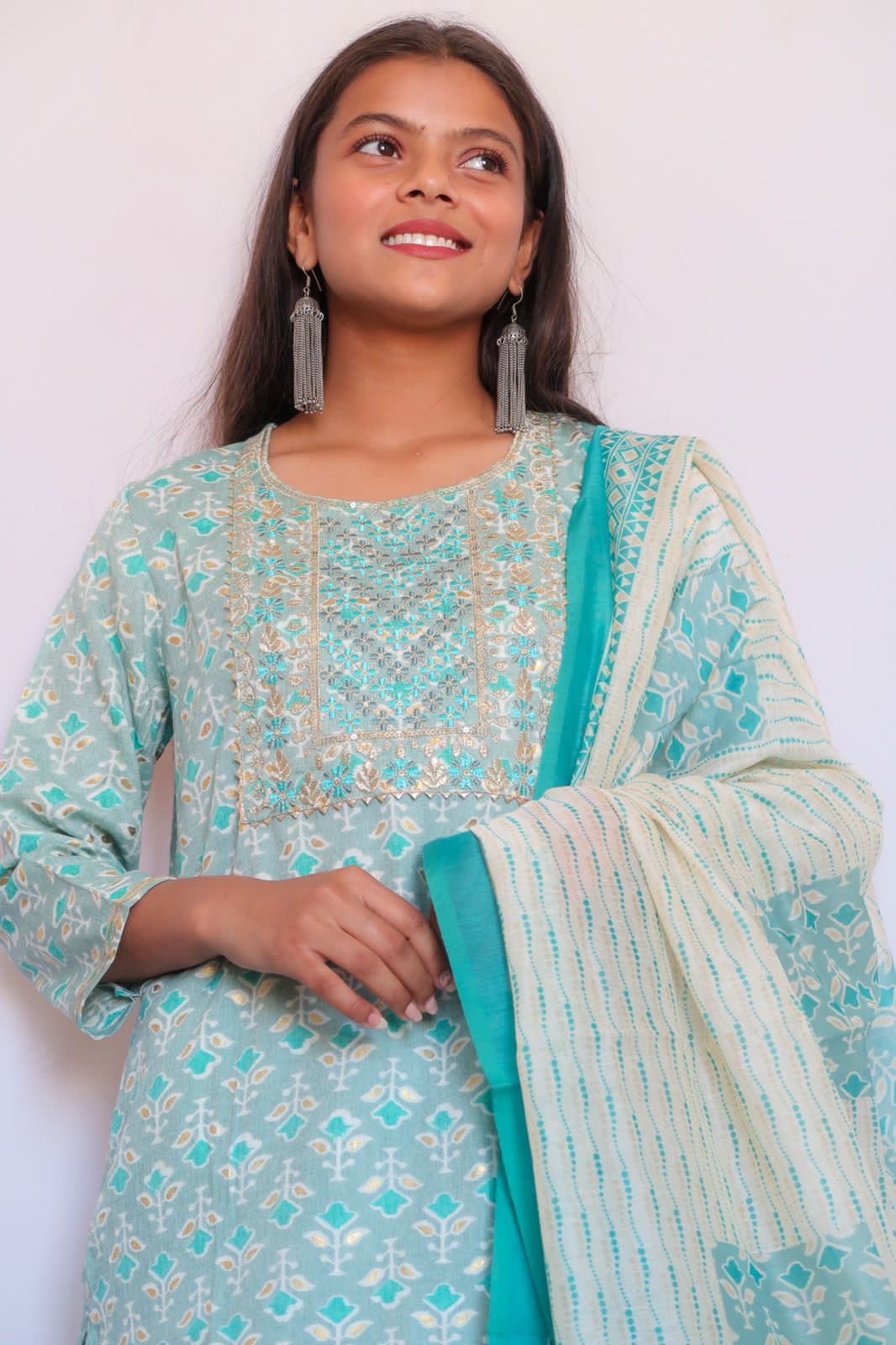SALE: Turquoise Sequin Suit Set