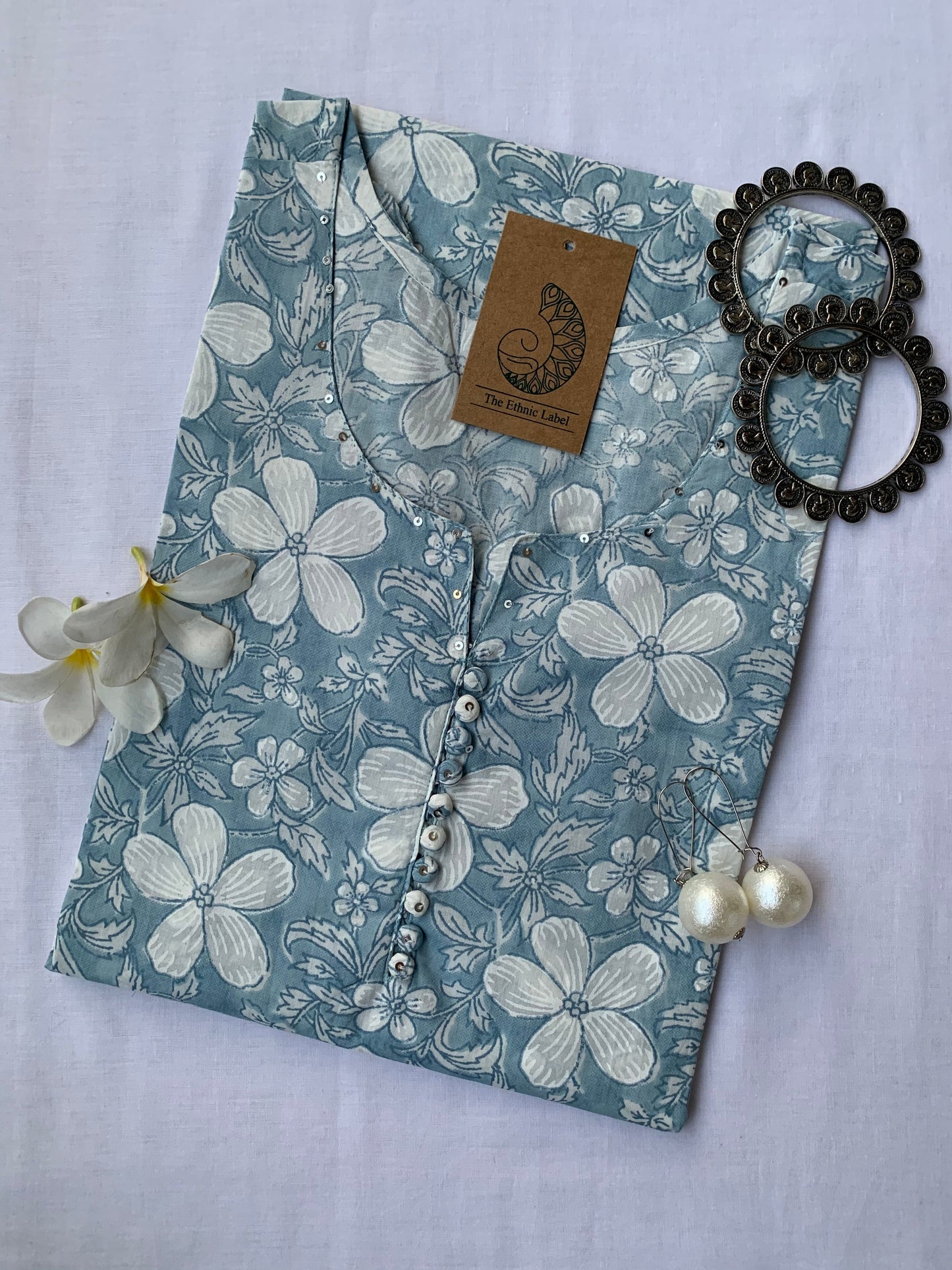 Grey "Lilly" Buttoned Cotton Kurta