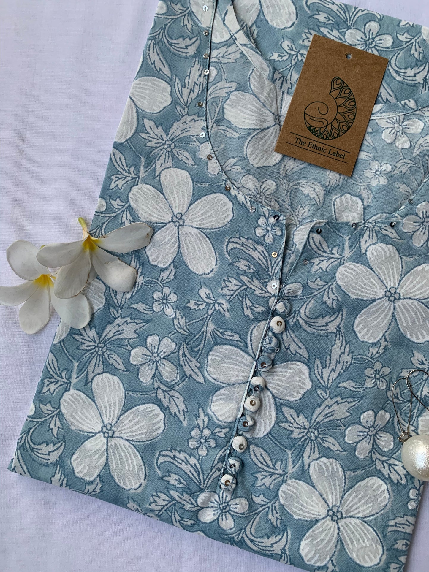 Grey "Lilly" Buttoned Cotton Kurta
