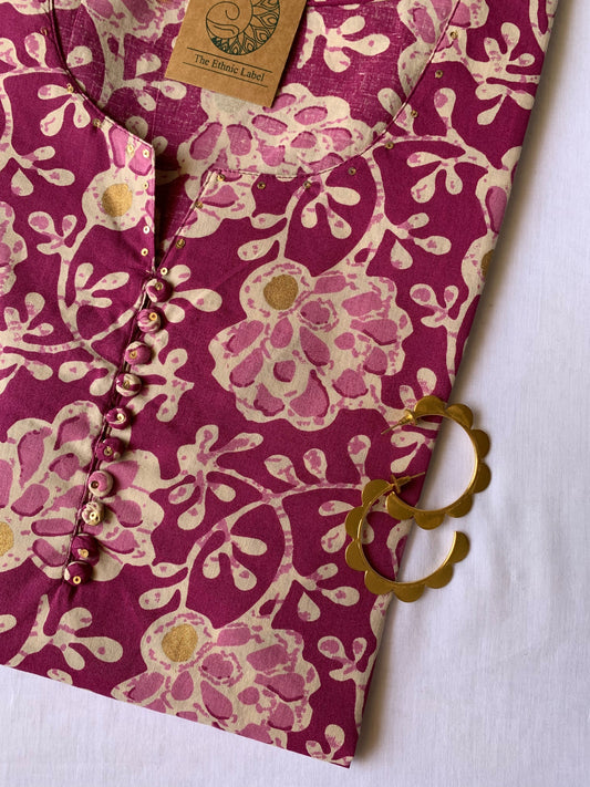 "Amaranthus" Buttoned Cotton Kurta - Big Size