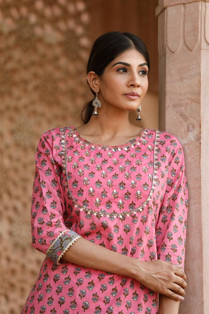 SALE: Grace in Taffy Pink Cotton Suit (3 piece) SALE: