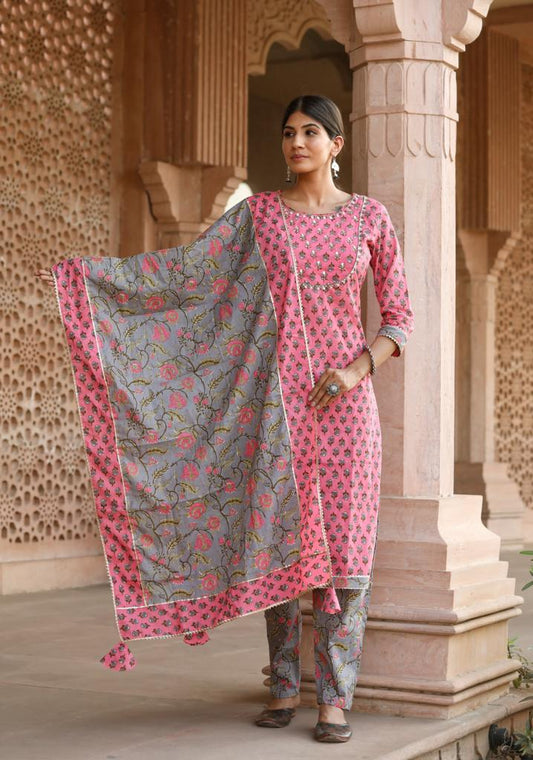 SALE: Grace in Taffy Pink Cotton Suit (3 piece) SALE: