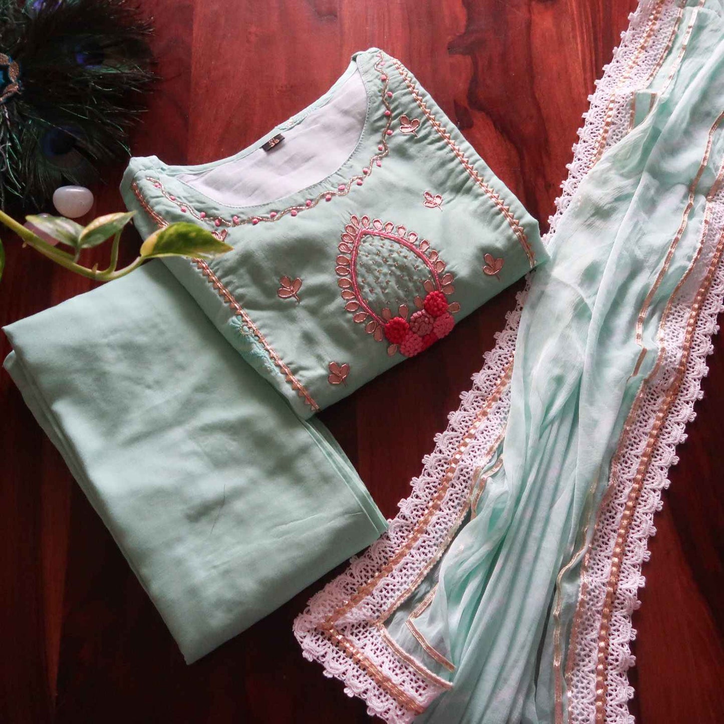 SALE: Pastel Turquoise Festive suit set (3 Piece)  - DEAL