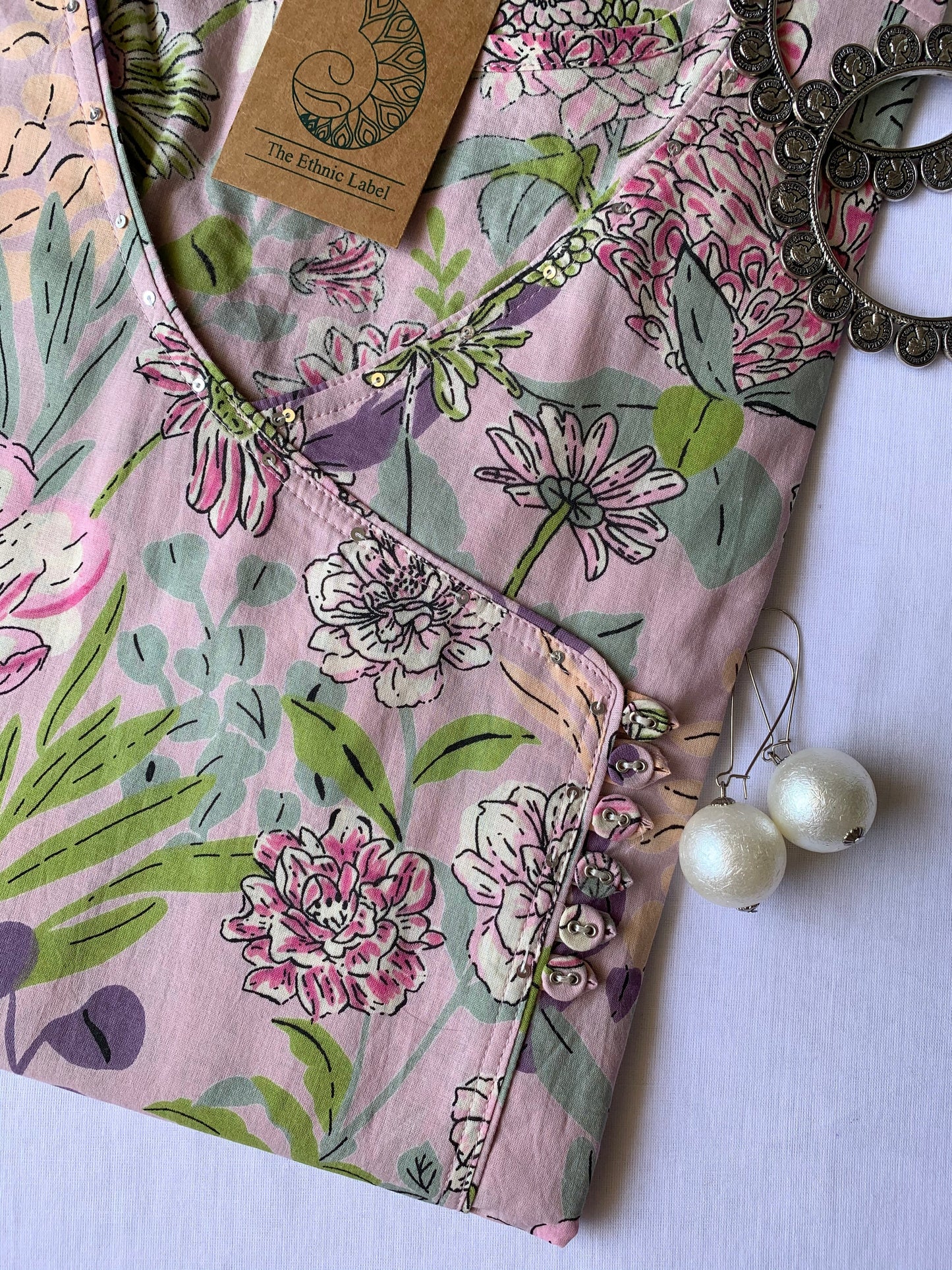 "Periwinkle" Flaura Angrakha Cotton Kurta